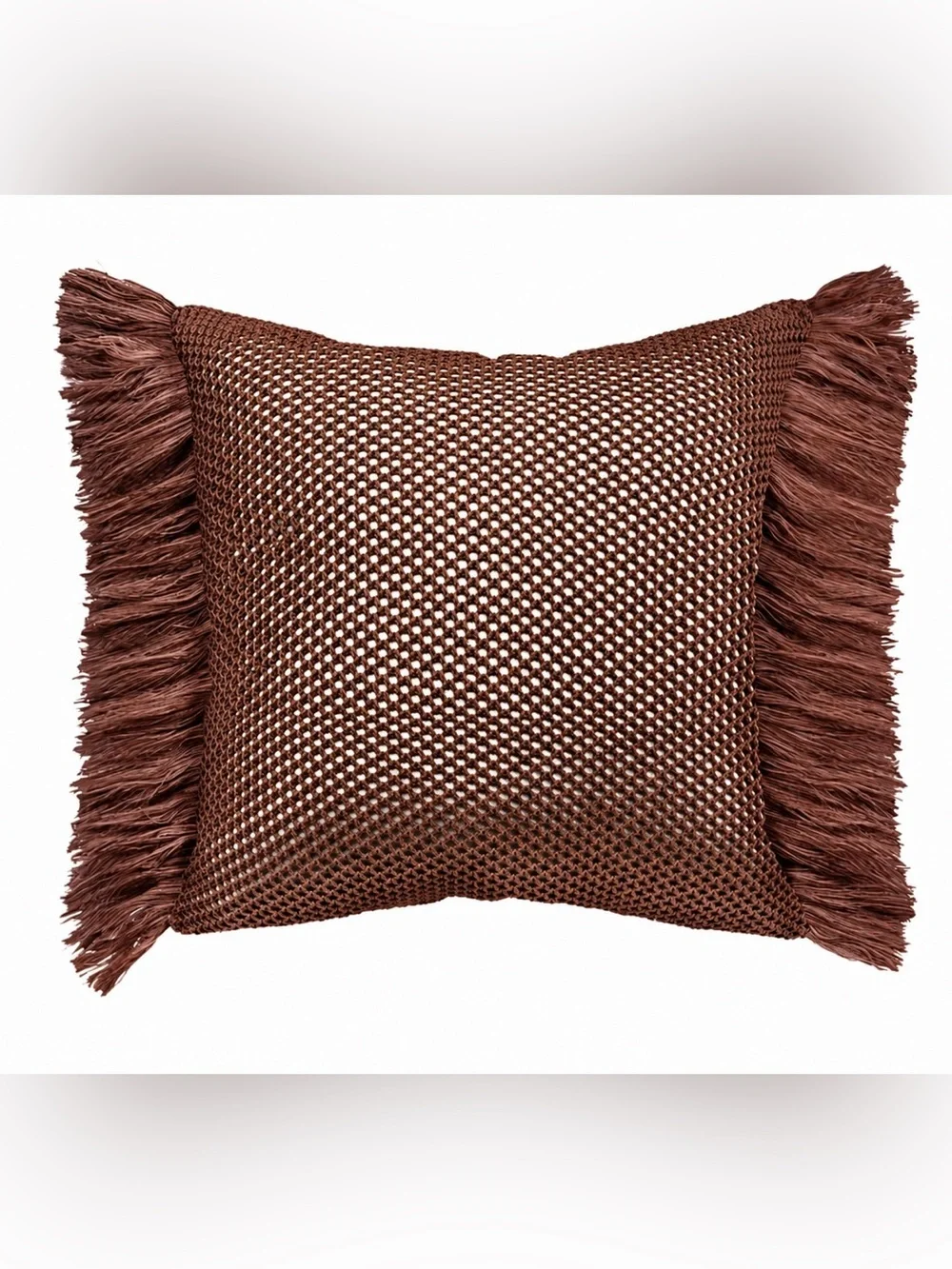 Threshold Terracotta Rust Crochet Fringe Throw Pillow Boho